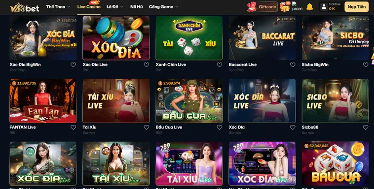 Trải Nghiệm Đỉnh Cao Tại Sòng Bài Live Casino VaoBet Uy Tín Bậc Nhất Việt Nam