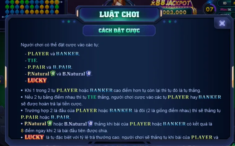 Nổ Hũ Baccarat Lucky 88 Tại VaoBet Sòng Bài Thượng Lưu Với Tỷ Lệ Thưởng Lớn