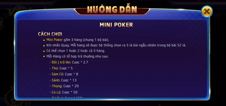 Table Game Mini Poker Tại VaoBet Trò Chơi Quay Số Nhanh Với Thưởng Khủng