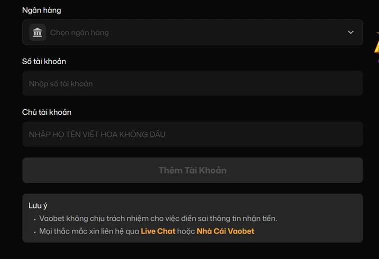 Rút Tiền VaoBet Về Tài Khoản Cá Nhân Siêu Tốc Trong 5 Phút Thao Tác