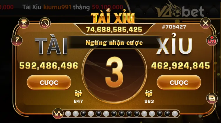 Đỉnh Cao Tài Xỉu Live Tại VaoBet Mang Lại Cơ Hội Làm Giàu Cực Nhanh